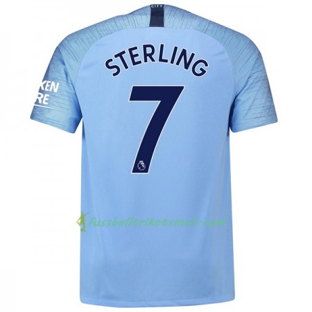 Günstige Fußballtrikots Manchester City Sterling 7 2018-2019 Kurzarm Heimtrikotsatz kaufen